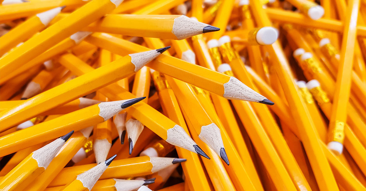 pile of traditional yellow colored pencils