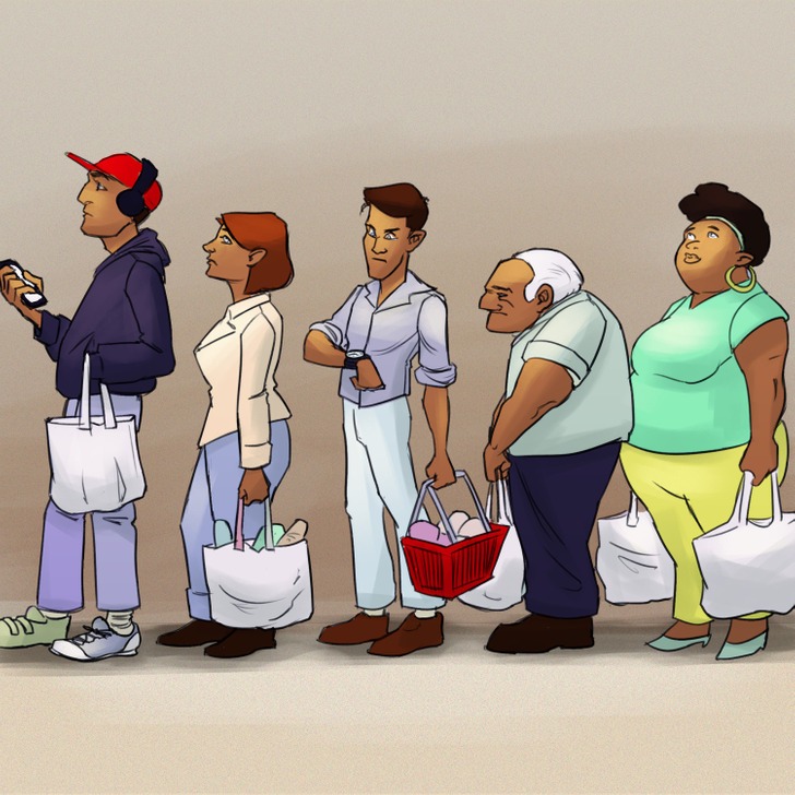 illustration: people waiting in line