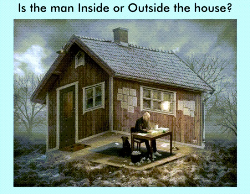Man Inside or Outside His House