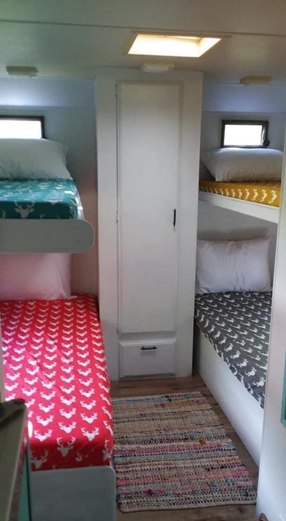 sleeping area in camper 